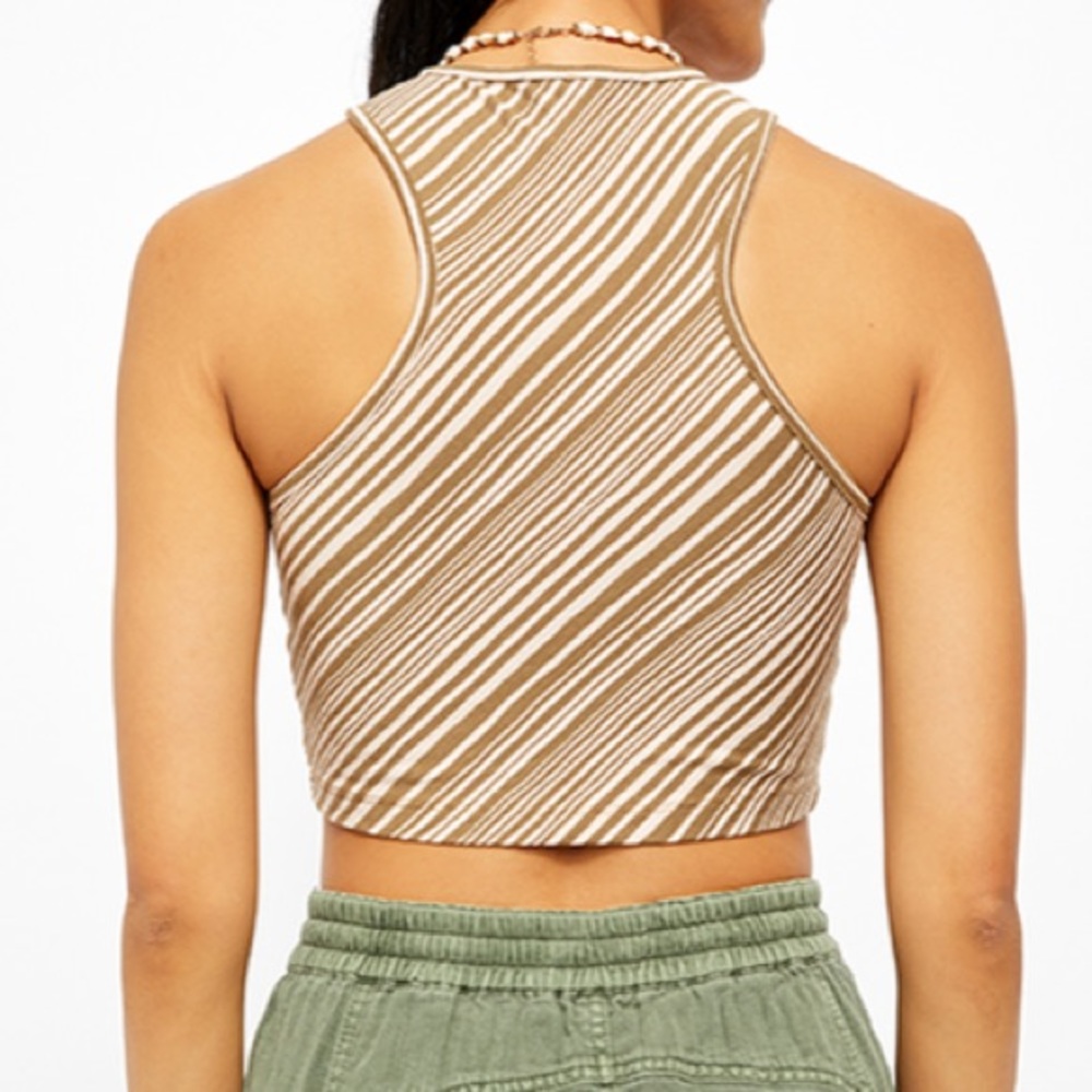 Free People Brown and White Striped Tank Top - Picture 2 of 7